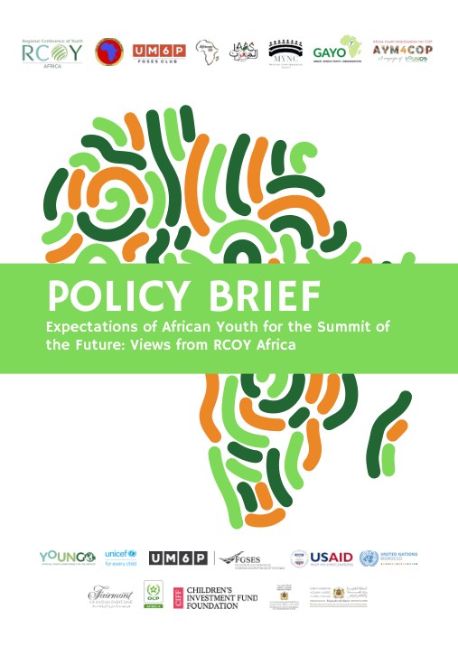 Cover of the policy brief Expectations of African Youth for the Summit of the Future: Views from RCOY Africa